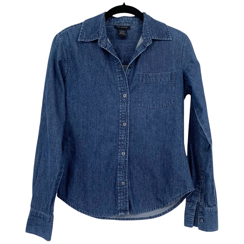 The Limited Blue Jean Chambray Button Down Top XS
